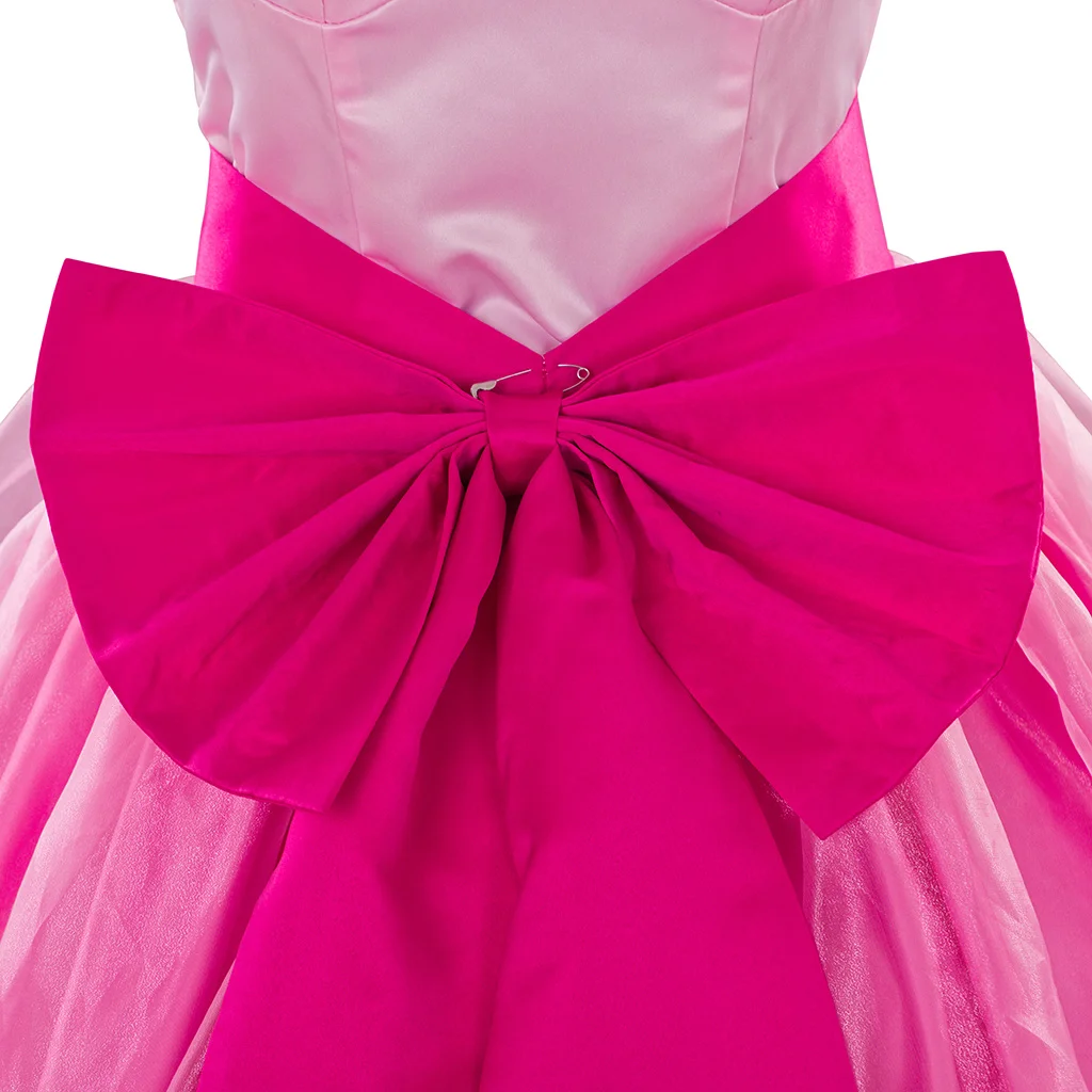 strapless open back dress Charlotte La Bouff The Princess and the Frog Classic Satin Cosplay Costume