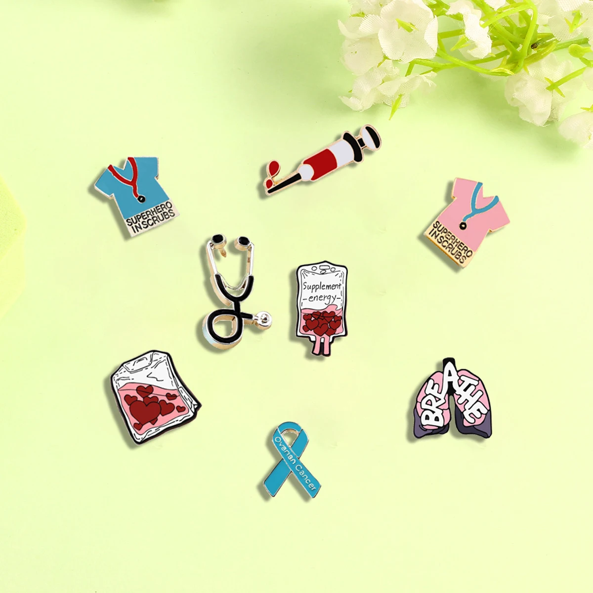 Medical Brooch for Doctor Nurse Stethoscope T-shirts Enamel Pins Heart Brain Lung Blood Bag Injector Badge Ambulance Pin Jewelry