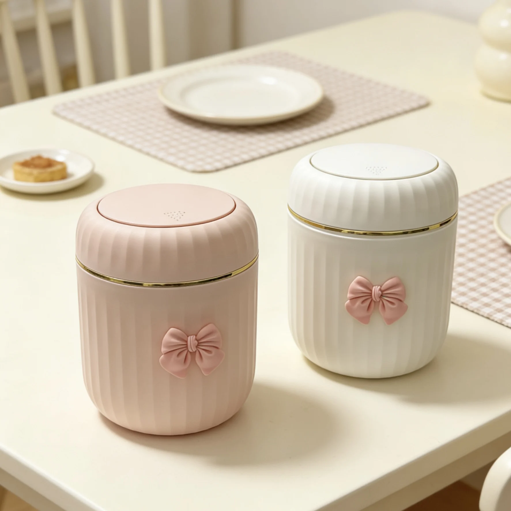 뚜껑이 있는 휴대용 탁상용 수납함, 무전원 미니 쓰레기통, 사무실, 가정, 방에 적합