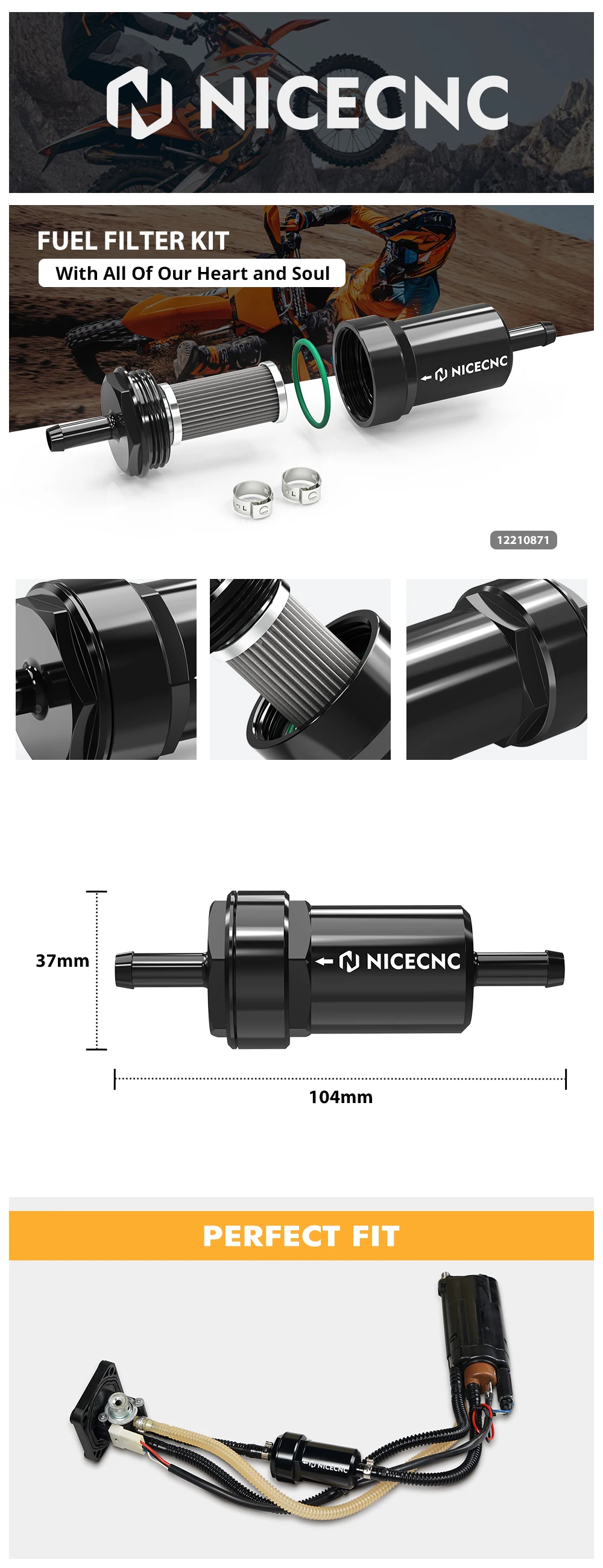 Für Husqvarna 701 Enduro LR Supermoto 2020-2023 35 Mikron In-Tank-Kraftstofffilter für KTM 690 Enduro SMCR 2012-2023 GasGas SM ES 700 – Detail 1