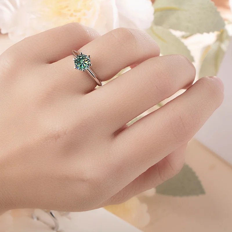 Tancise Solid Sterling Silver ring with 1 carat 6.5mm Real Moissanite for Women Wedding Engagement Fine Jewelry Gifts_voghion.com