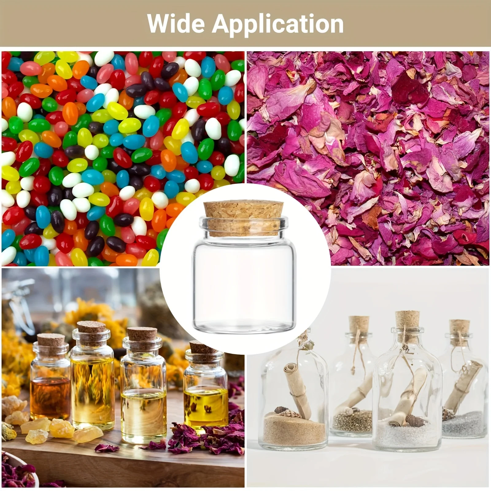 Bottles With Cork Transparent Glass Bottles Vials Capacity 50ml 47x50x33mm for Wedding Holiday Decoration Christmas Gifts 24pcs glass bottles mini glass bottles