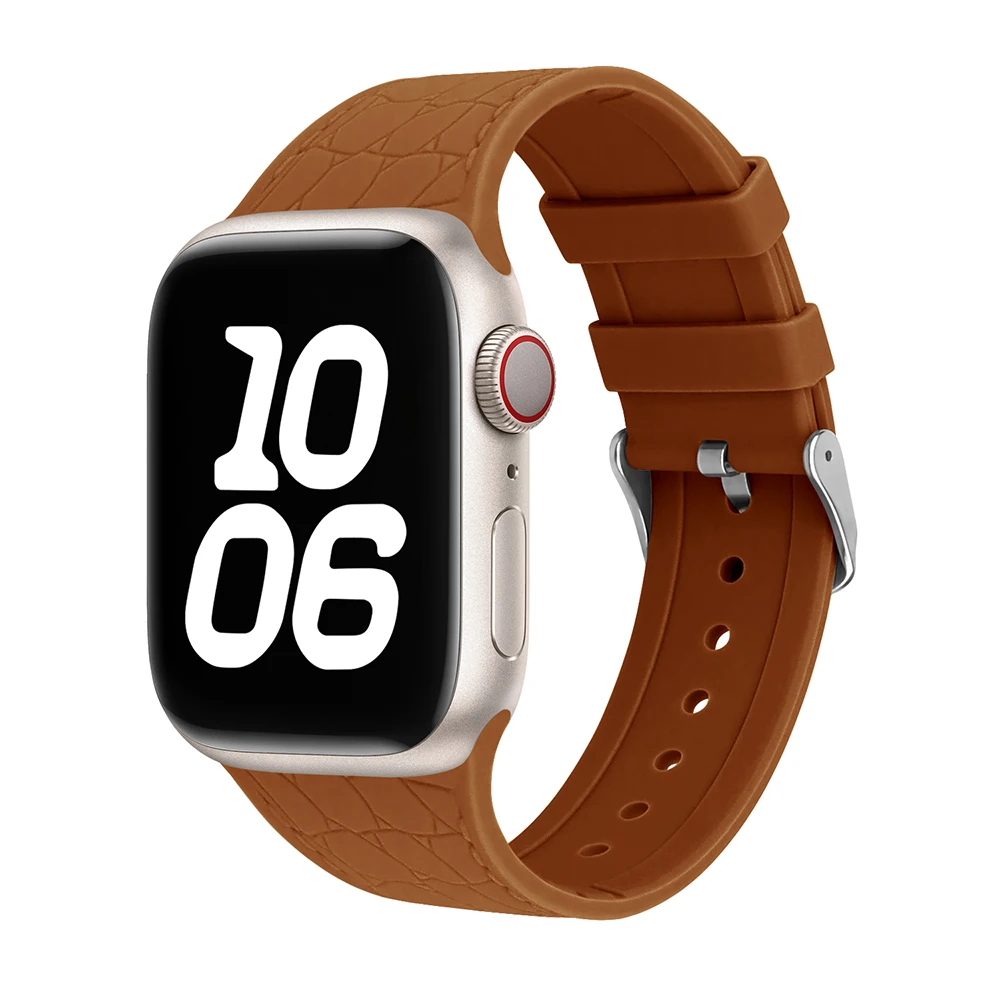 Lychee Silicone Metal Buckle Strap