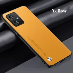 EUCAGR Luxury Leather Shockproof Soft Back Phone Case - Premium Plain Skin Design for MOTO G86 Power (Yellow)