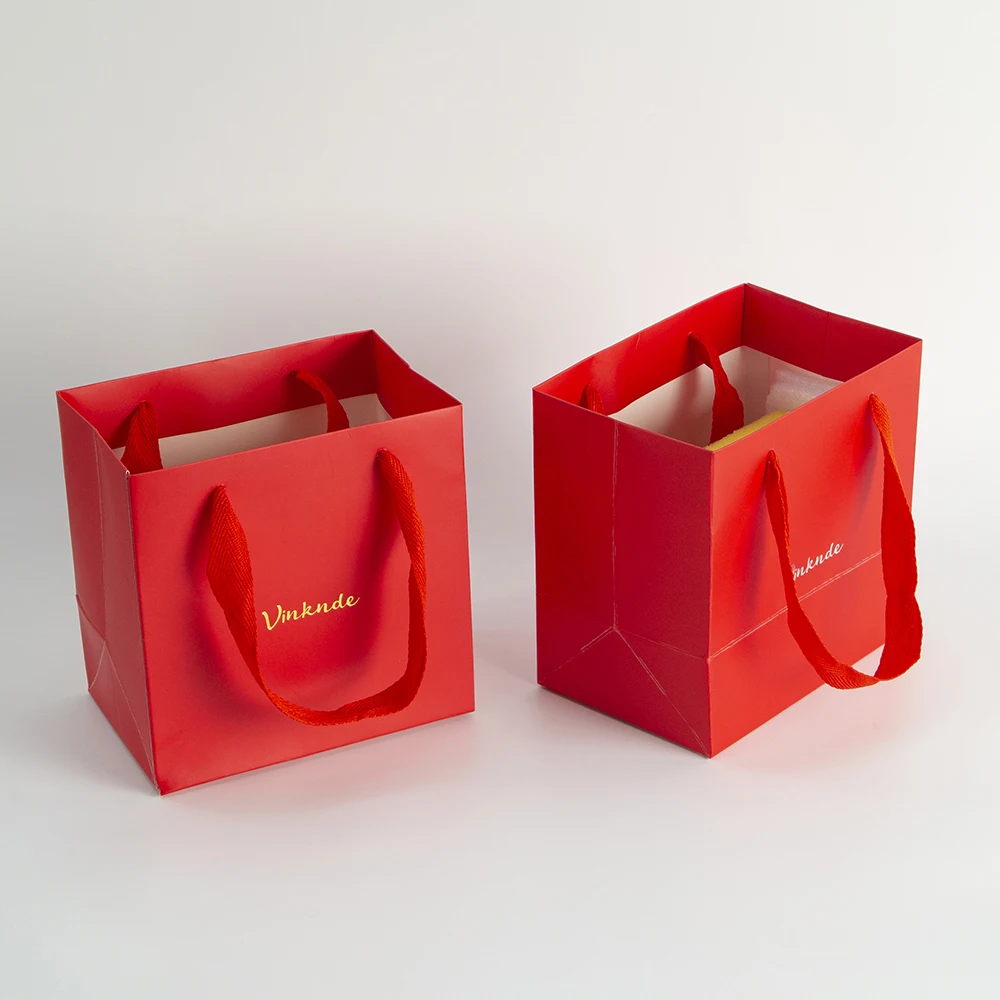 Welecom 24 Pack Orange Gift Bags - Wide Handle Paper Bags With Tissue Paper