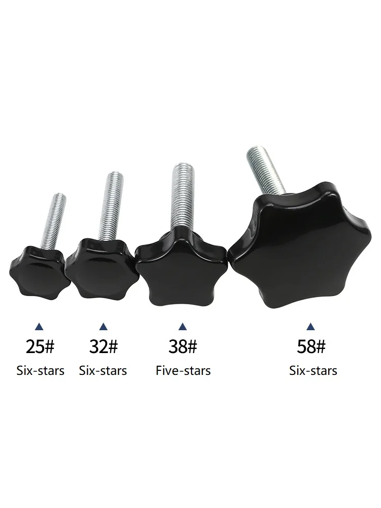 Perillas De Sujeción Moleteadas, Rosca Macho M6 X 1.969 In Cabeza De 0 827 In Perno De Agarre De Tornillo De Pulgar De Plastico Termoestable Negro