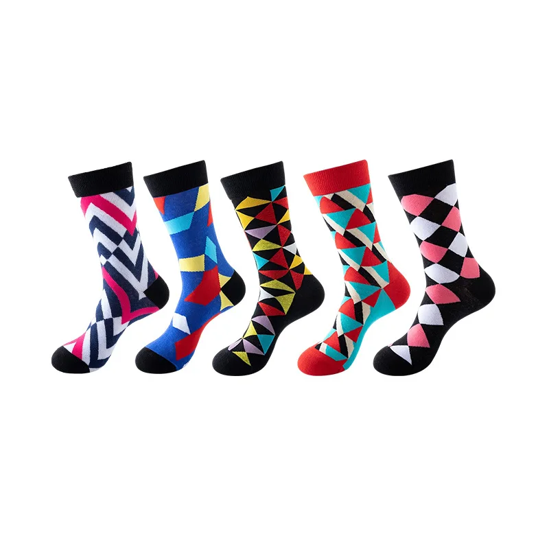 Unisex Breathable Cotton Socks - 5 Pairs with Fun Novelty Prints