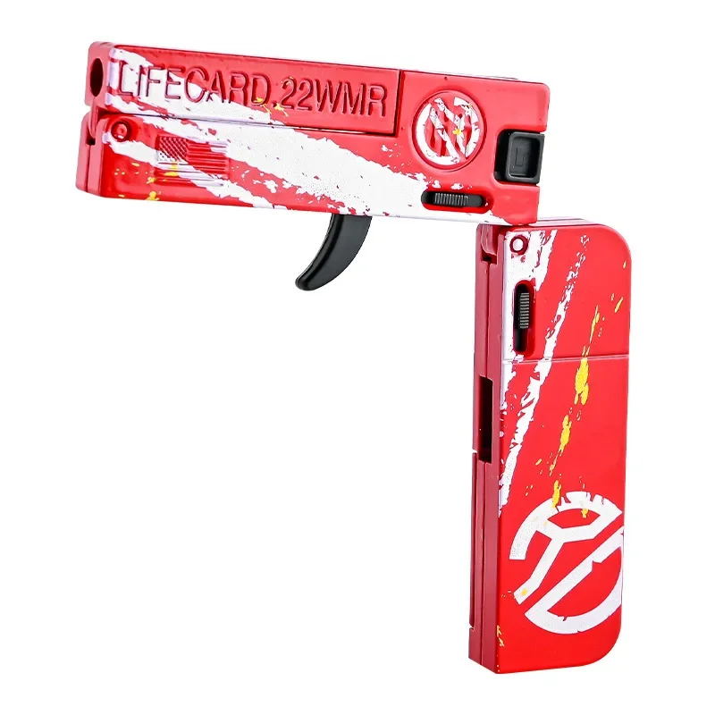 Toy Gun 2.0 Upgraded Lifecard Alloy Folding Gun Toy Soft Bullet Blaster Shooting Model Firing Pistol For Adults Kids Boys Birthday Gifts