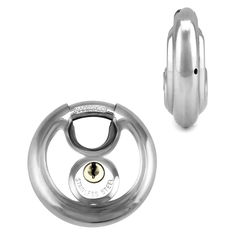 Disc Locks, Heavy Duty Steel Keyed Padlock Disc Storage Locks For Storage Unit Moving Trailers, 3/8Inch Shacklem13k