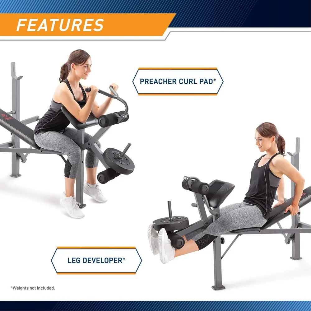 Standard Weight Bench Incline with Leg Developer and Butterfly Arms, Multifunctional Workout Equipmen