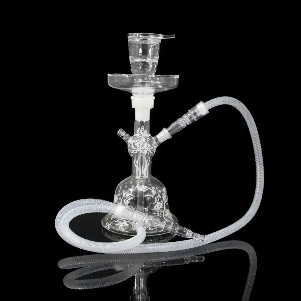 1 X Glass Bottle Hookah Shisha Nargile Chicha Water Pipe Silicone Hose With Foam Box Hookah Accessories hookah set Men gift