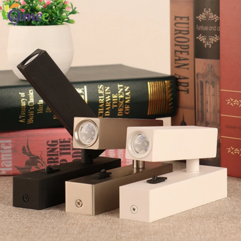 3W Led Wall Light Backlight Modern Style Folding 350 Degree Rotation Wall Lamp Hotel Bedroom Bedside Study Reading Sconce Lamp