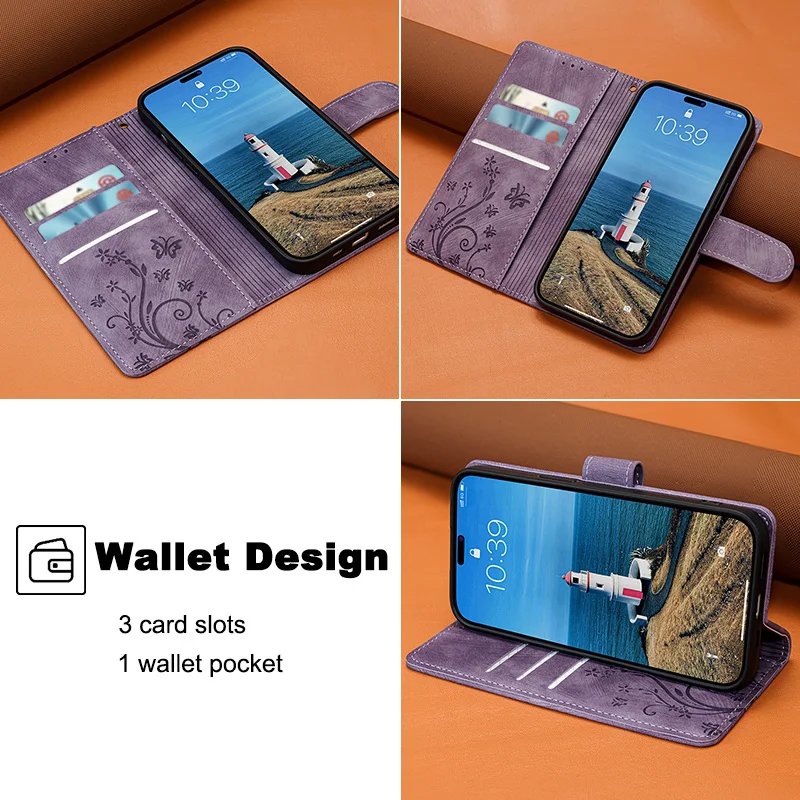 Luxurious PU Leather Carved Flip Cover with Picture Frame and Magnetic Closure