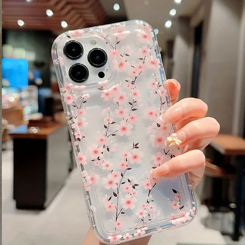 Funda de teléfono suave anticaídas con flores multicolores para iPhone 14, 13, 12, 11, 15, 16 Pro Max, SE, XR, X, XS, 7, 8 Plus, funda de cojín transparente