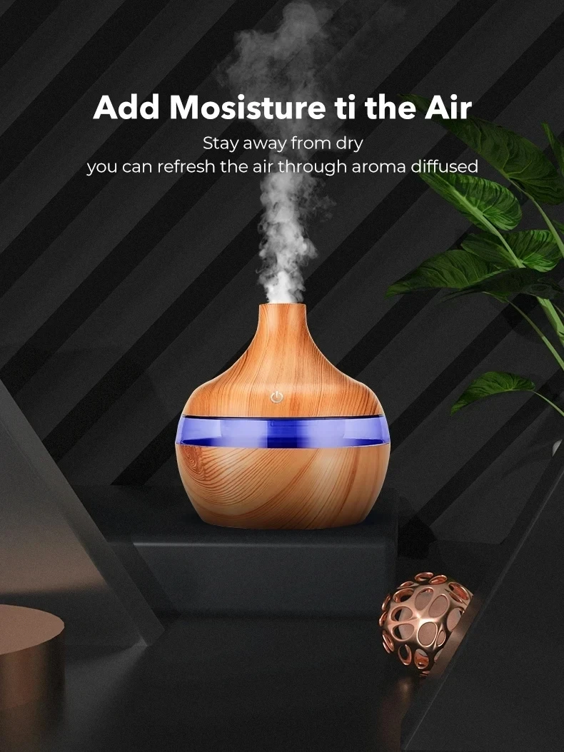 Description Picture 3 of item300ML Humidifier Home Aromatherapy Diffuser Air Appliance Vaporizer Evaporator Ultrasonic Wood Grain Aromatizer Humidifiers
