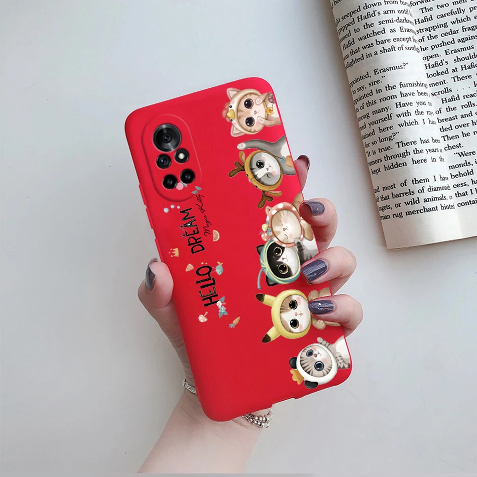 Floral Cat Cartoon Silicone Phone Protector Case - Stylish Back Cover