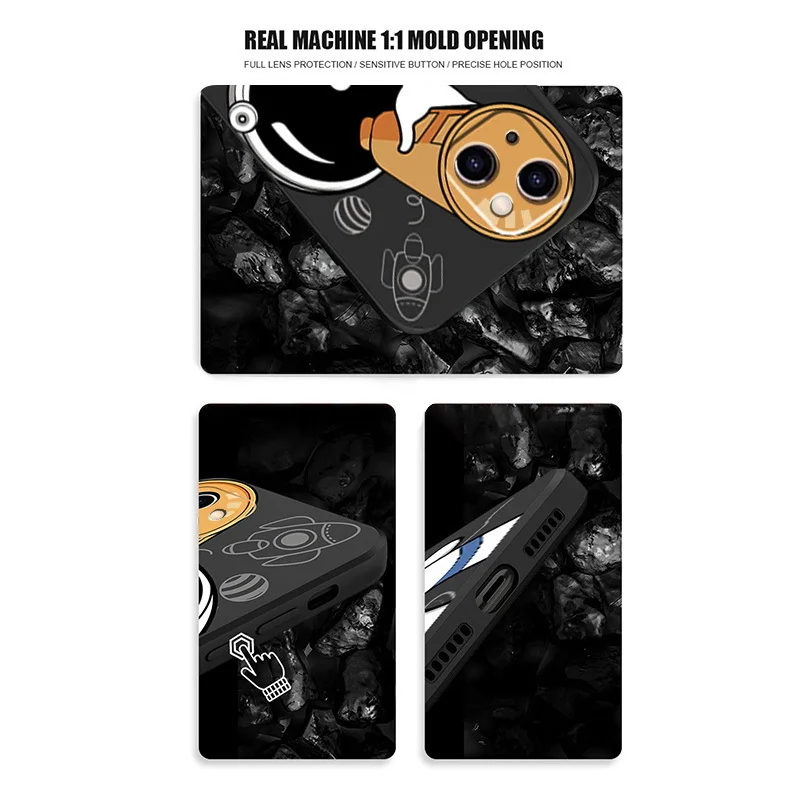 Whimsical Astronaut Lanyard Phone Case - Shockproof Silicone Soft Cover