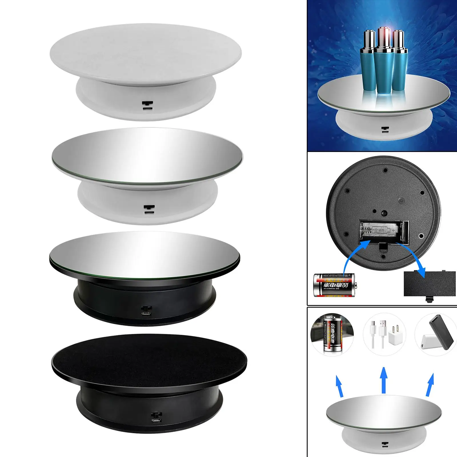 Rotating Display Stand 2r/min. or 3 r/min Adjustable Speed Tray Photography Video Shooting Props Mobile Phone Display