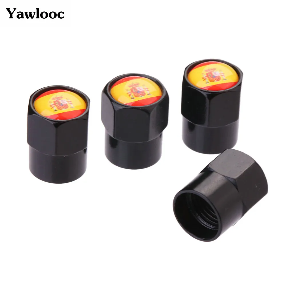 

4 Pcs/Lot Flag Spain Car Sport Wheel Tire Valve Stem Air Caps Styling Stainless Steel For Car Styling Car Accessories