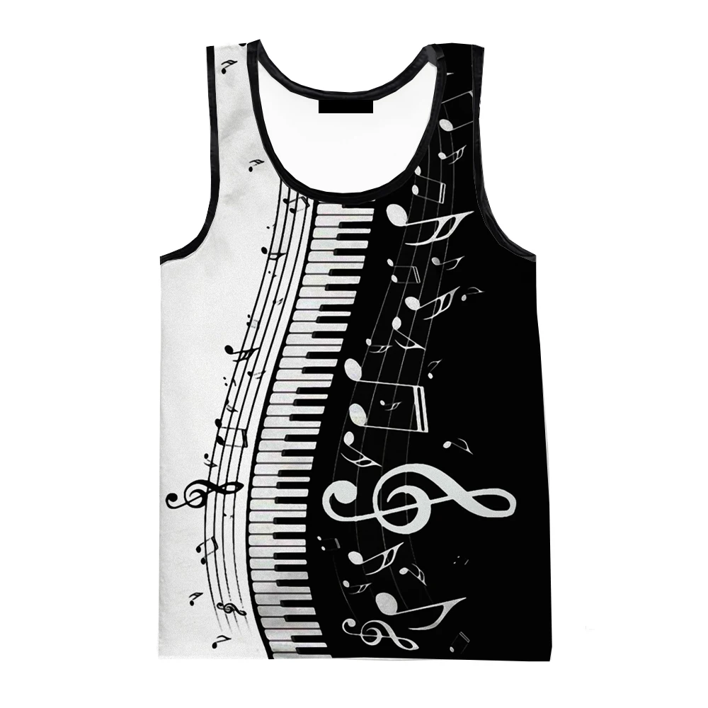 

Summer Piano Music 3D Printed Tank Tops Men Vest Women Fashion Casual Sleeveless Shirts Hip Hop Streetwear Oversized Tops Tees