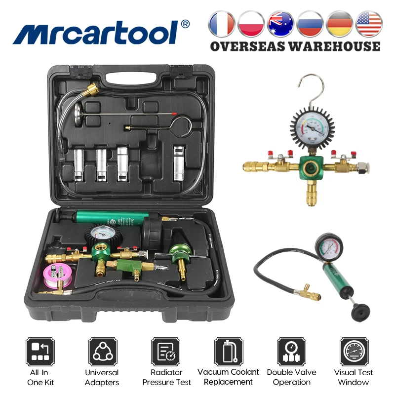 

Updated Radiator Pressure Tester Kit Coolant Vacuum Refill Kit Automotive Cooling System Pressure Tester Kit with Carrying Case