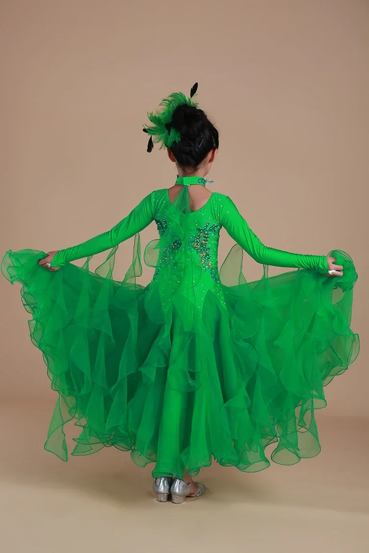 Modern Dance Dress Ballroom Clothing Girls children Long Skirts Practice Wear Waltz Tango Cocktail Girls Prom Customize