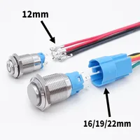 12 16 19 22 mm Metal Push Button Switch with Wire On Off PC Power High Head 12v for Car Momentary Latching Fixed Blue 5V 220V - Image 3