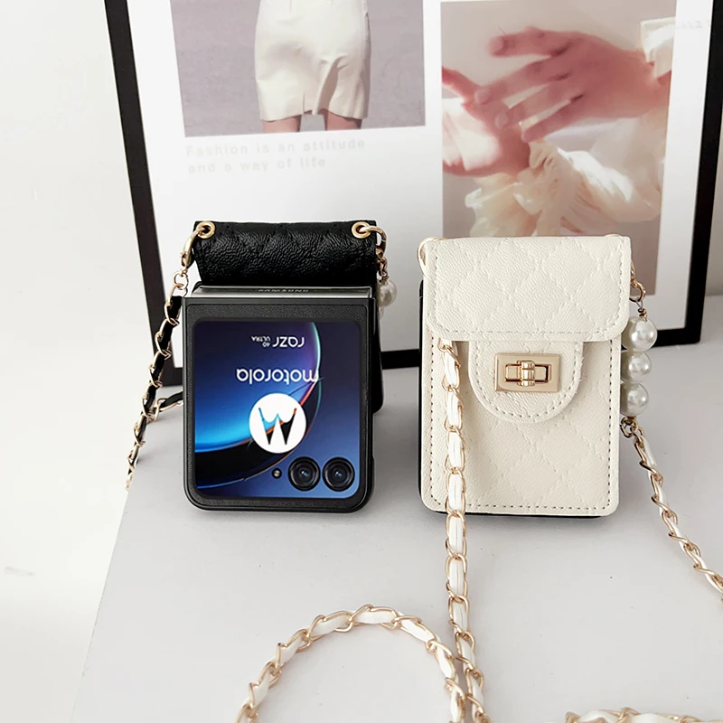 Pearl Crossbody Card Holder Wallet Phone Case - Soft Shockproof Cover