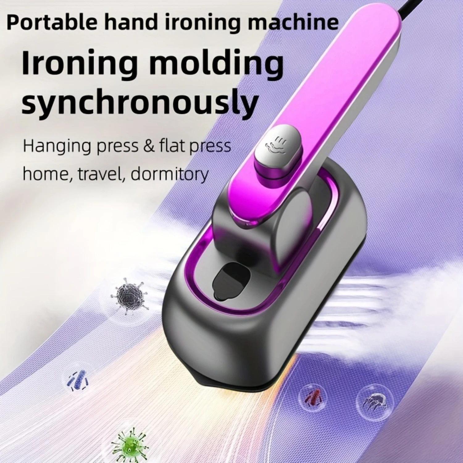 2-in-1 Portable Steam Iron-Quick Wrinkle Removal, Dry/Wet Use, Safe & Compact for Travel/