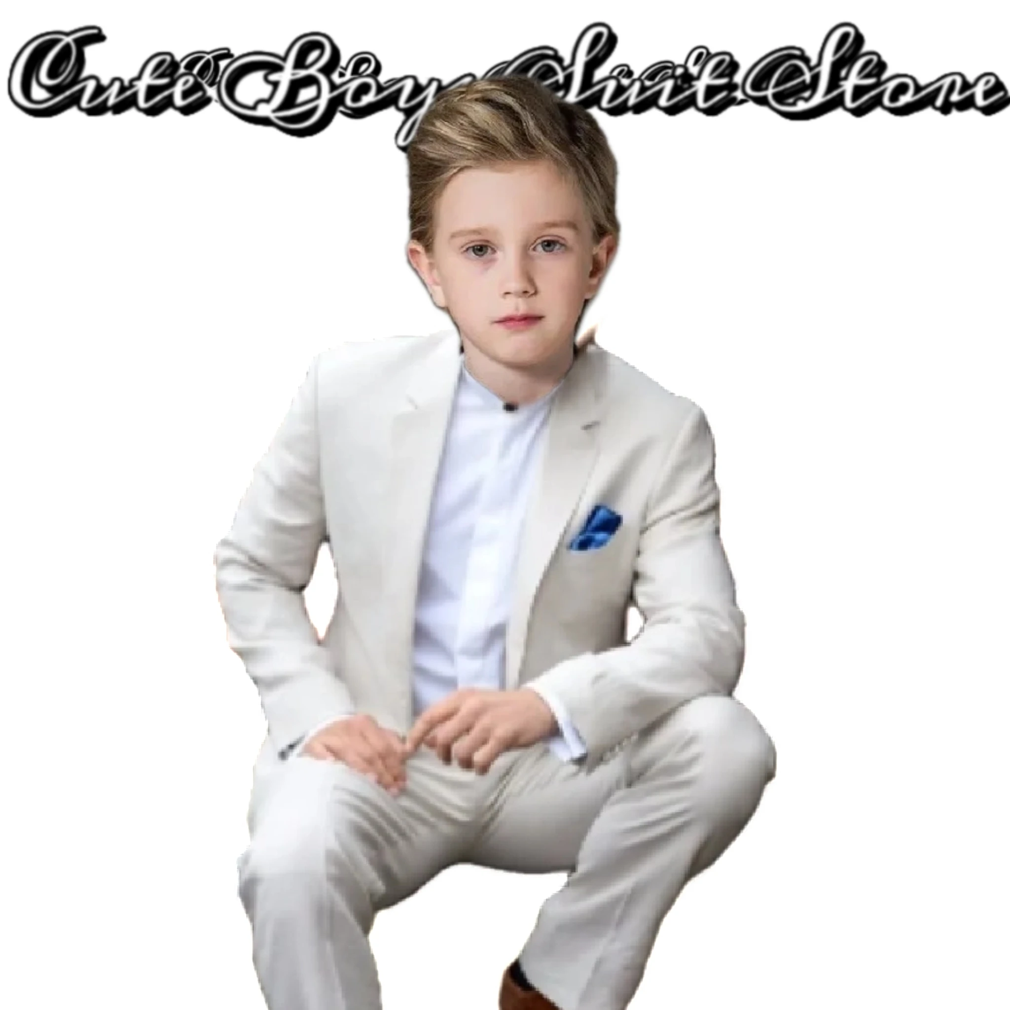 

Children's Suits White Boy Coat Gentlemen Family Matching Outfits Formal Wedding Tuxedo Groom's Suit Blazer Pants Customized 2Pc