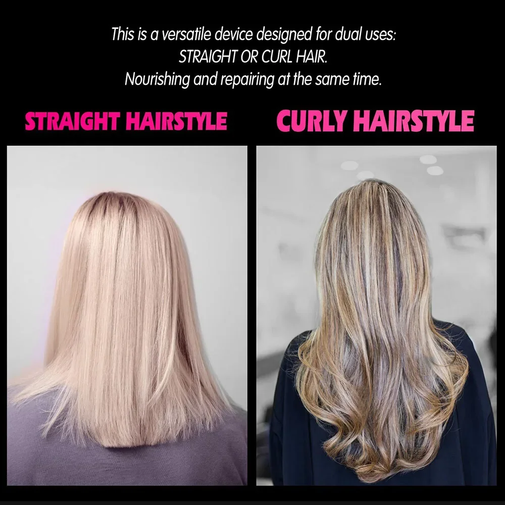 Professional Flat Iron Negative Ions Electric Hair Straightener Fast Heating Curly Roller Max 750℉ 38W Dry and Wet Uses Portable