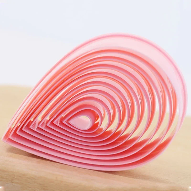 Cookie Cutters 10Pcs Water Droplets Cookie Cutter 1.5-9.6cm Rose Flower Petal Shape Pastry Baking Mold Polymer Clay Cutters for Earring Jewelry