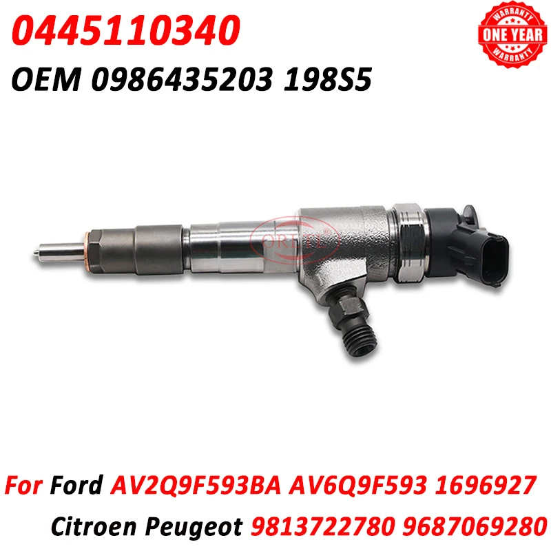 

0445110340 впрыскиватель сопла 0 445 110 340 для Citroen Peugeot 0986435203 9813722780 198S5 1696927 Ford AV2Q9F593BA AV6Q9F593
