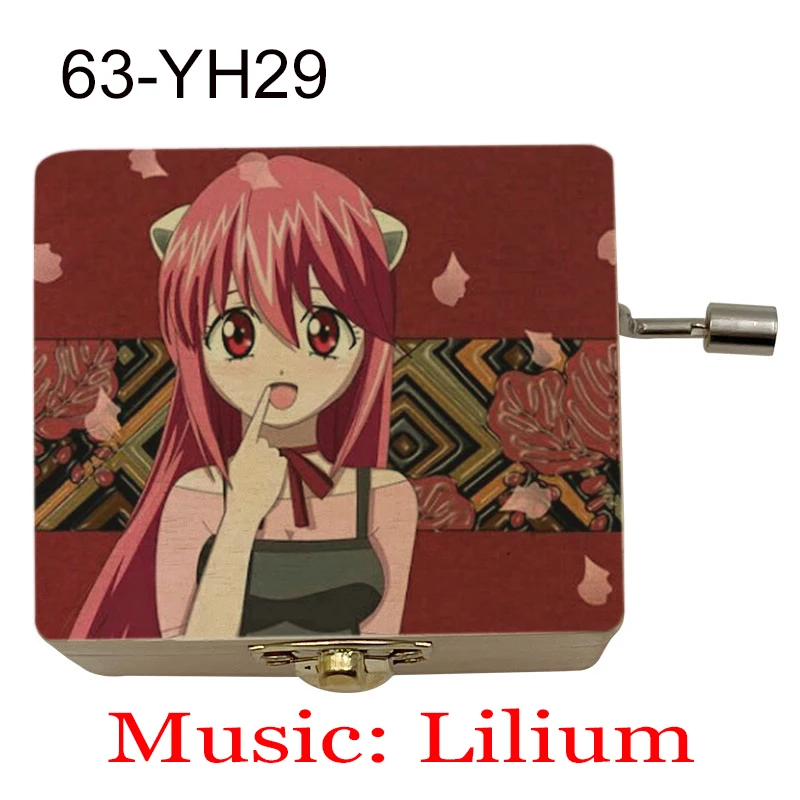 Anime Elfen Lied Yellow Wood Handed Music Box, Lilium Musical Customize Color Printed Gift Kid Birthday Festival Lovely Souvenir 6