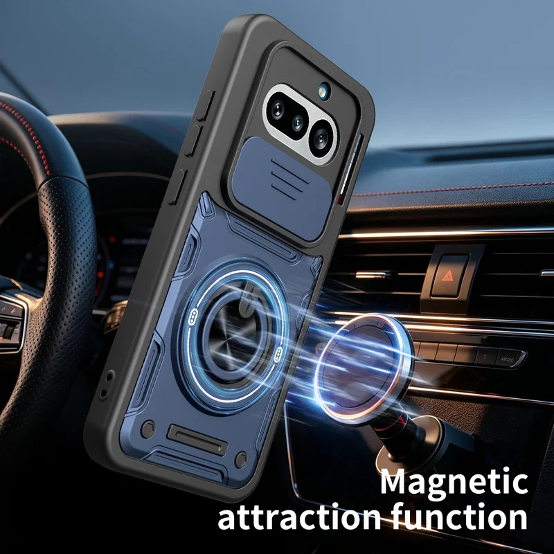 Advanced Shockproof Phone Case with Slide Camera Cover and Magnetic Ring Stand