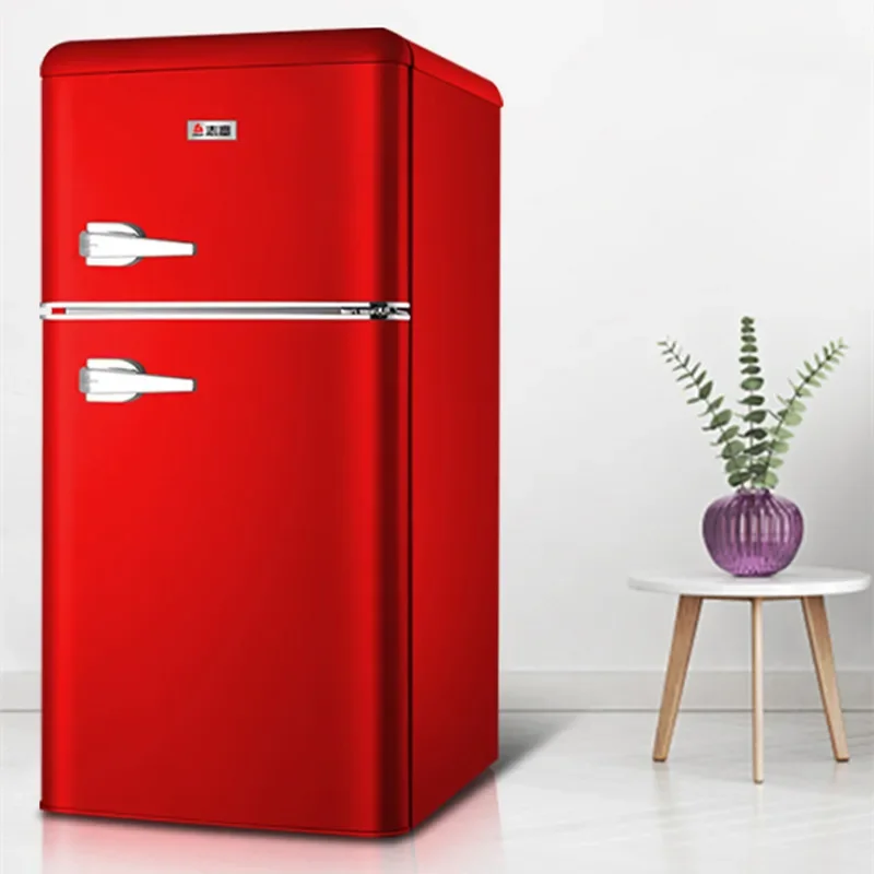 220V 118L Retro Refrigerator Small Household Double Door Refrigerator Fridge Small small fridge for room