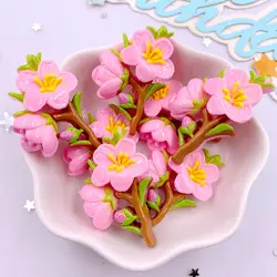 Set of 10 Colorful Resin Flower Figurines for DIY Crafts and Decoration (Pink)