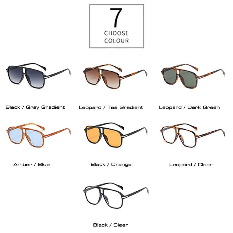 SO&EI Retro Double Bridge Men Pilot Sunglae Fahion Rivet Decoration Shade UV400 Women Trending Leopard Sun_voghion.com