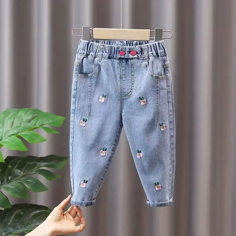 

Girls Jeans Spring and Autumn Outwear 2023 New Fashionable Loose And Thin Spring Boys Korean Edition Girls Baby Pants Kids