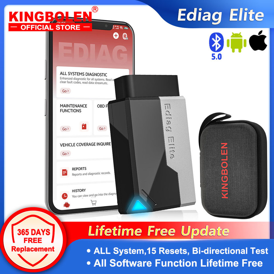 New KINGBOLEN Ediag Elite Full System Car Diagnostic Tools 15 Reset Bi-directional Lifetime Free OBD Scanner for ios android