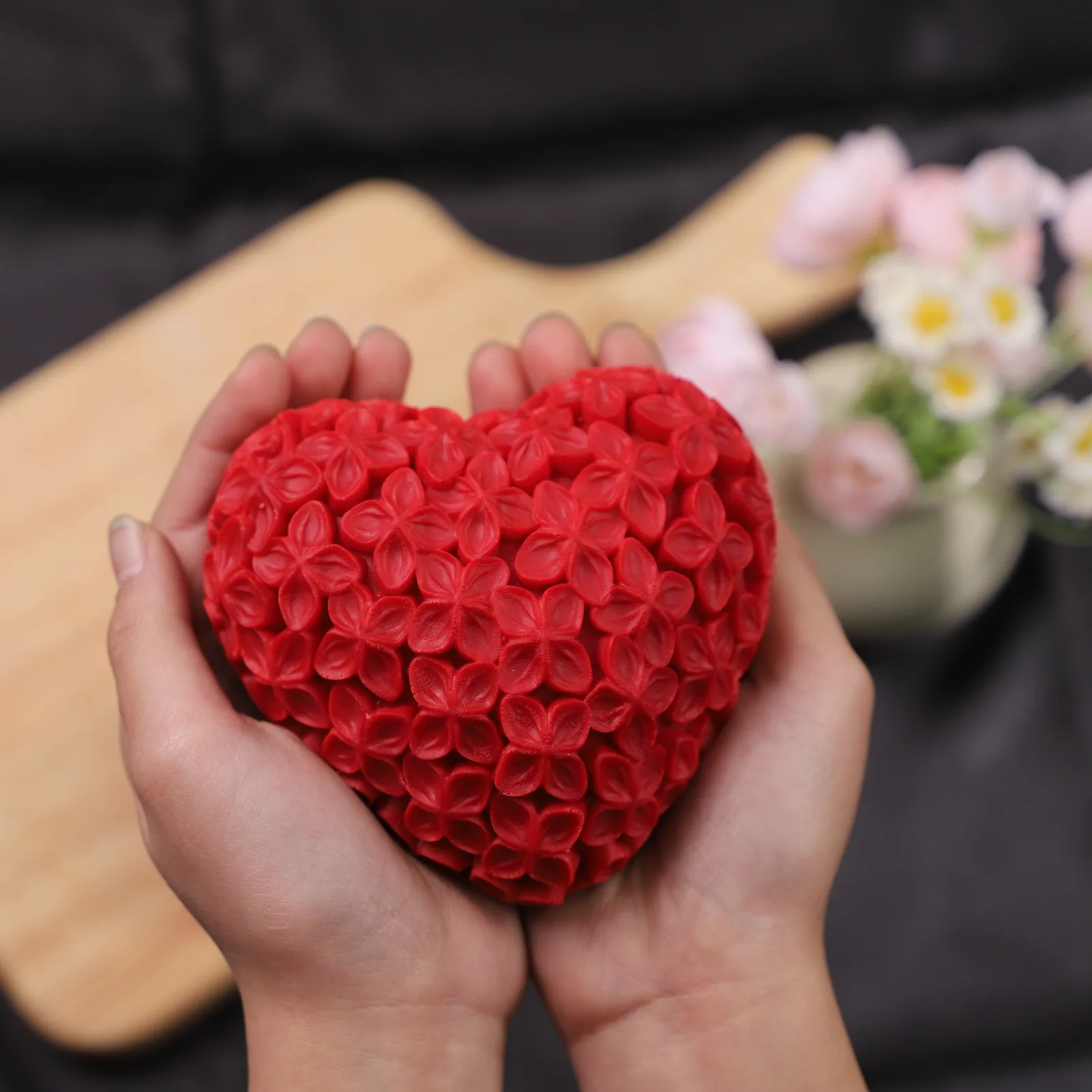 3D Love Heart Silicone Candle Mold DIY Handmade Creative Flower Aromatherapy Plaster Resin Soap Making Supplies Kit Home Gifts