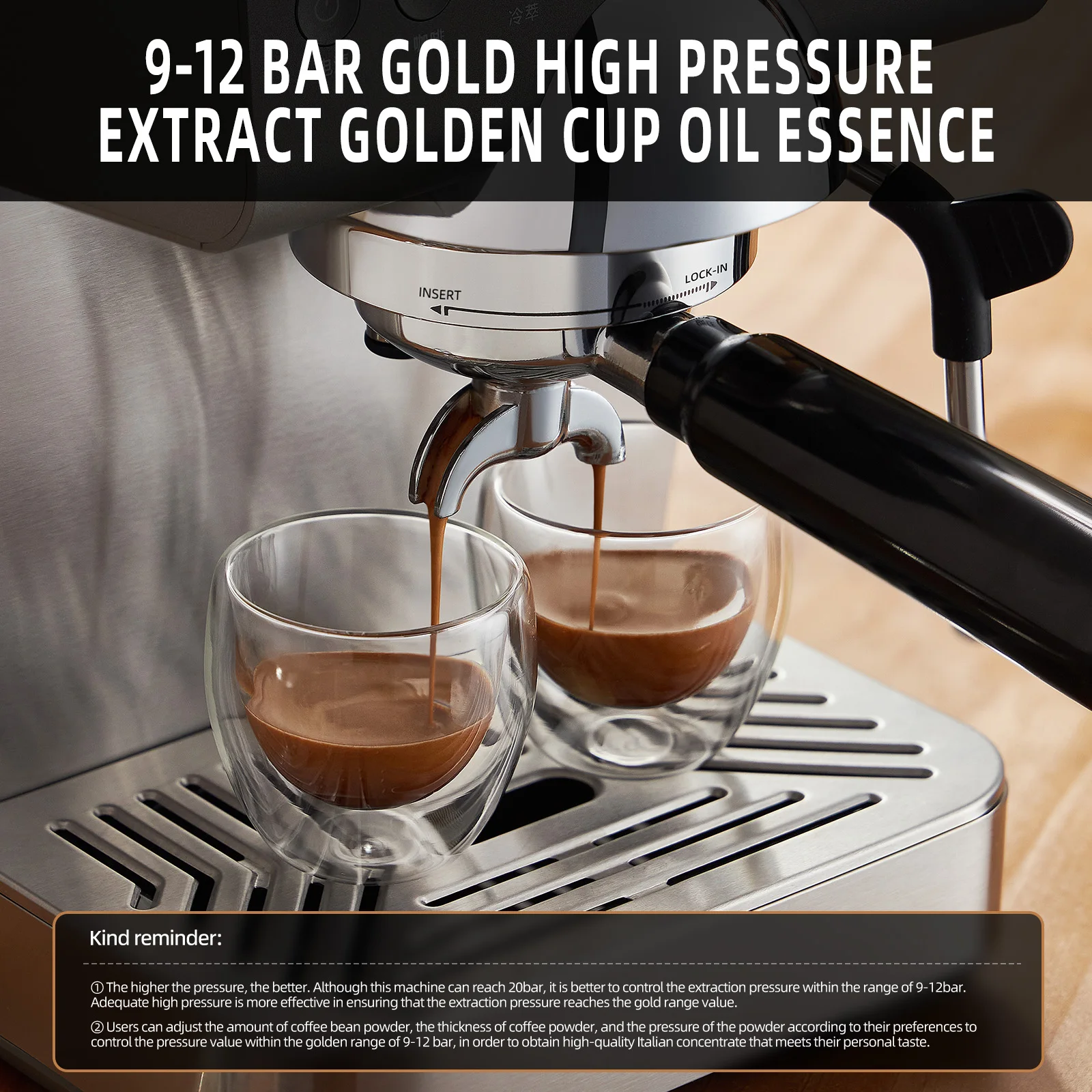 Mcilpoog Espresso Machine ，Compact Coffee Maker with Steam Milk Frother&Iced Coffee with LCD Display，Gift for Lover