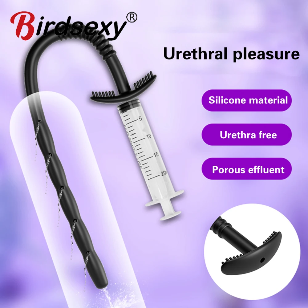 Hollow Penis Plug Enema Flush Silicone Stick Catheter Urethral Sounding Dilation Male Masturbator Adult Sex Toy for Man Expander,penis sex toys