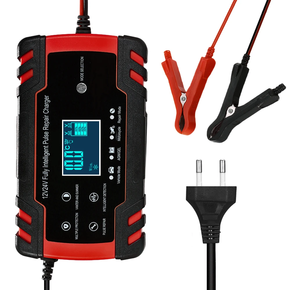 

Car Battery Charger 12V 8A/2A Pulse Repair LCD Battery Charger For Car Motorcycle Lead Acid Battery Gel Wet Dry Lead Fast Charge