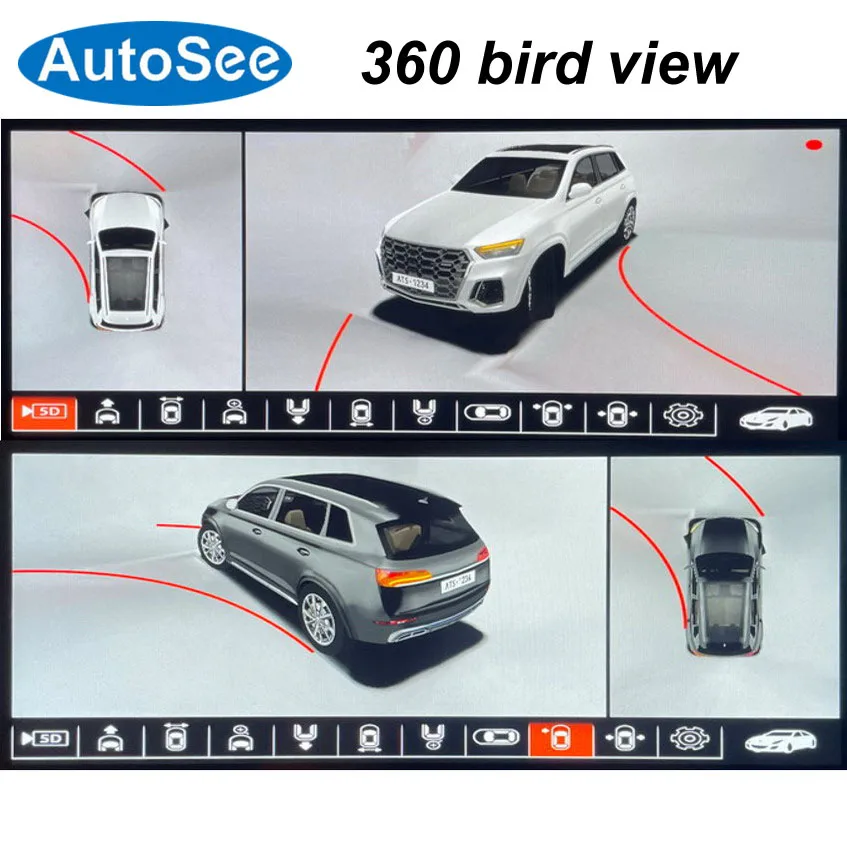 Fit Monitor Oem Originale 2022 Per Audi Q2 Bird Eye 360 Fotocamera 3D Panorama View Anteriore Posteriore Backup Surround Parking Reverse System