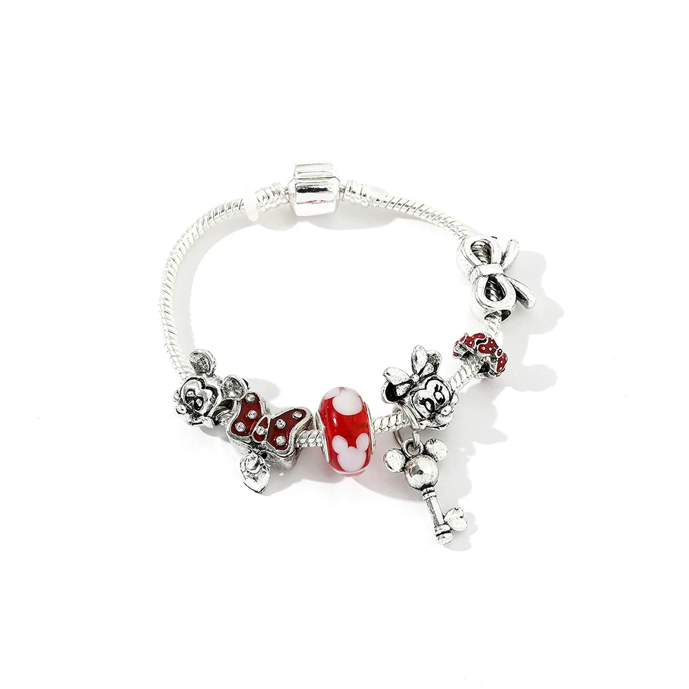

Disney Classic Anime Figure Mickey Mouse Crystal Beads Bracelet DIY Cartoon Hand Chain Jewelry Cute Accessories for Women
