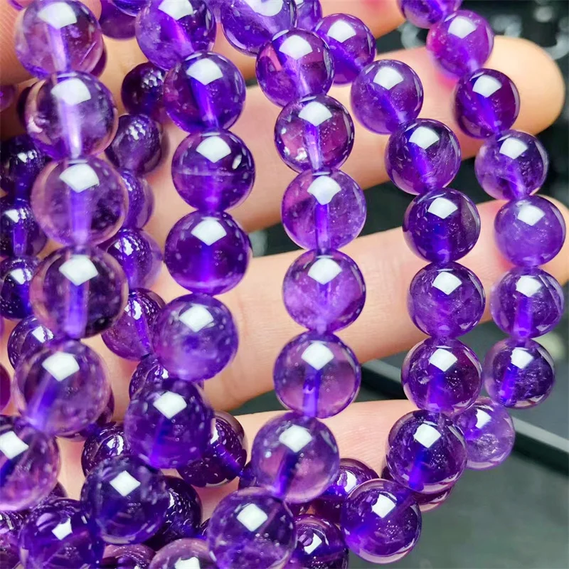 

Natural Amethyst Bracelet Reiki Gemstone Fashion Jewelry Fengshui Women Healing Lucky Energy Gift 1pcs 8mm
