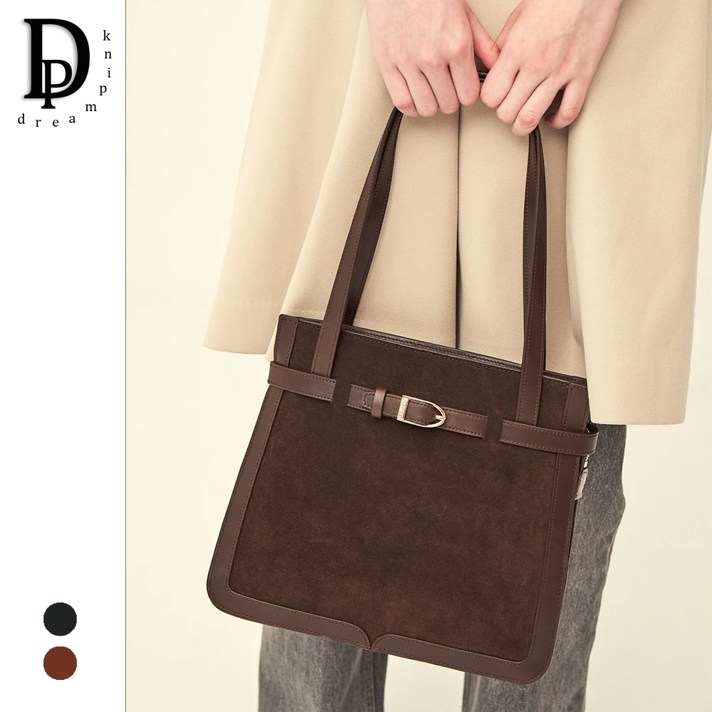 

2023 Luxury Women Briefcase Bag Genuine Leather Suede Office Lady Shoulder Bag For Work Large Capacity Female Tote Purse Handbag