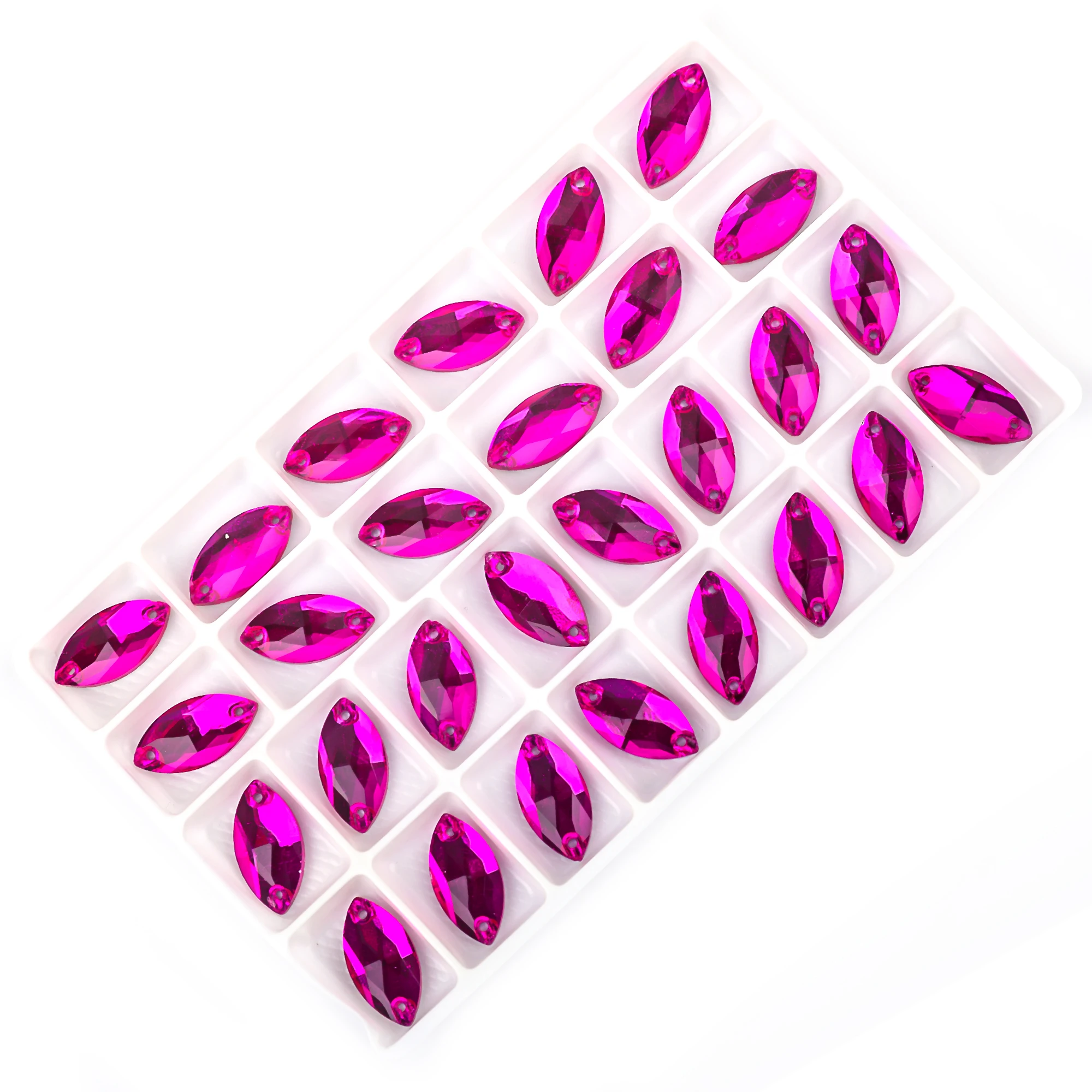 VC boutique de haute qualité forme Navette cousu sur strass à dos plat en verre de cristal, vêtements de haute qualité strass artisanat coudre