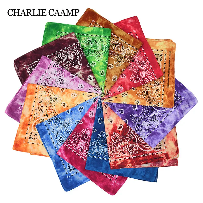 Cotton Tie Dye Cashew Flower Paisley Bandana Hip Hop Outdoor Riding Headscarf Mask Square Scarf Headband Gift For Men Boys Girls